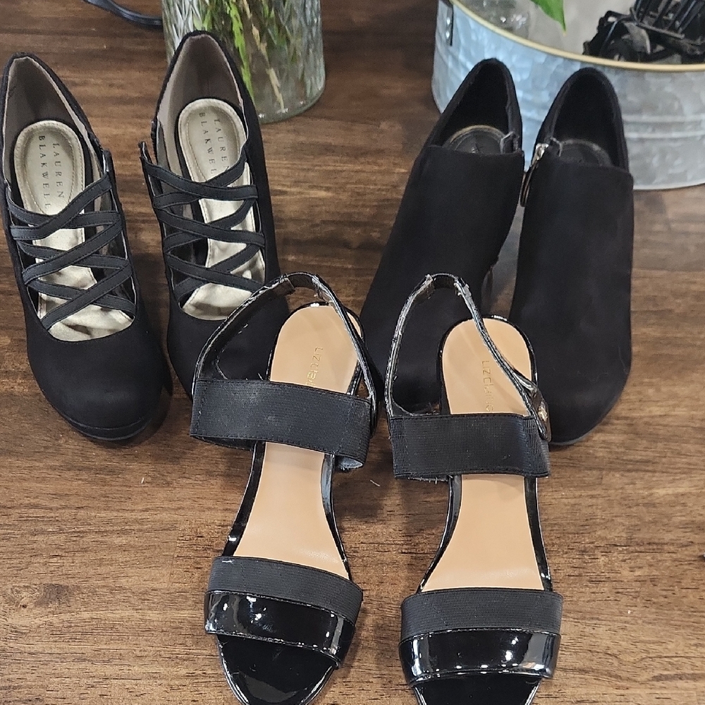 Elegant Women's Shoe Bundle.  2 Pairs Of Suede Booties And A FREE Pair Of Heels